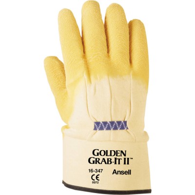 AnsellPro Golden Grab-It II Heavy-Duty Work Gloves, Size 10, Latex/Jersey, Yellow, 12 PR   555705001